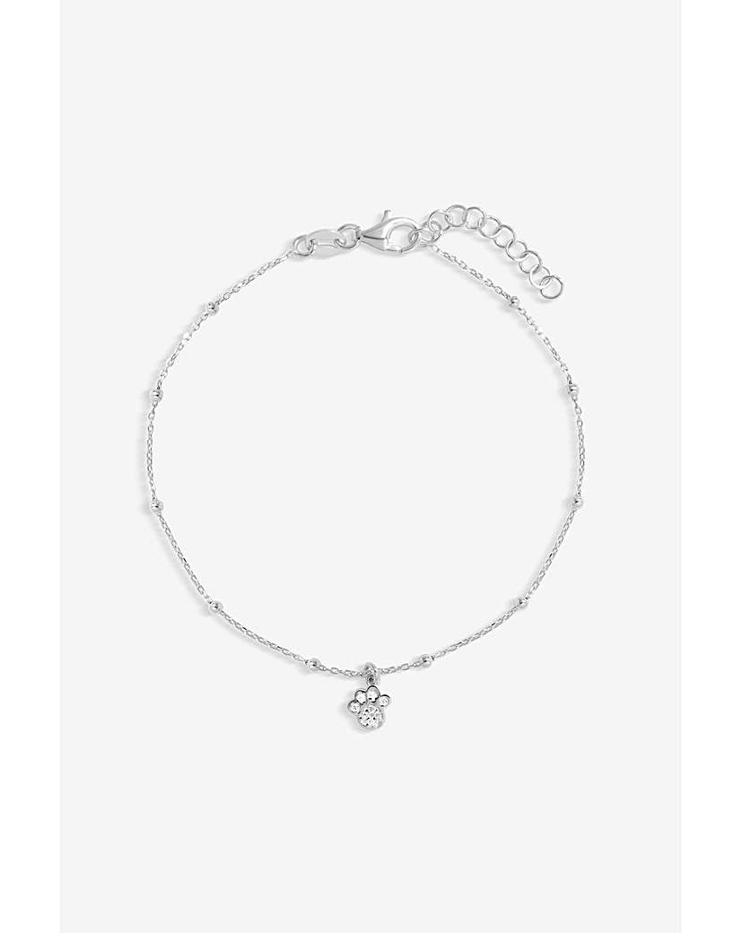 Simply Silver Pave Paw Print Bracelet