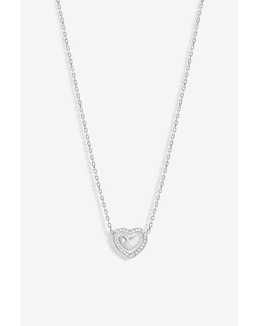 Simply Silver CZ Heart Halo Pendant