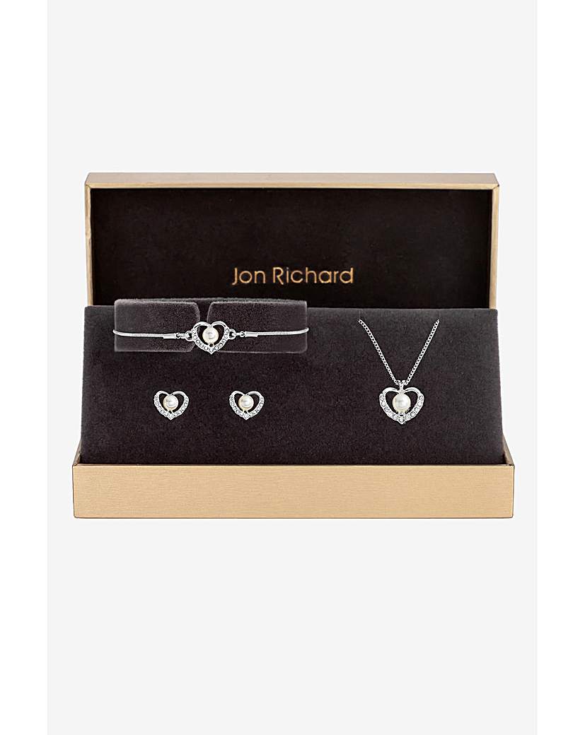 New In - Jon Richard Pearl Heart Trio Set