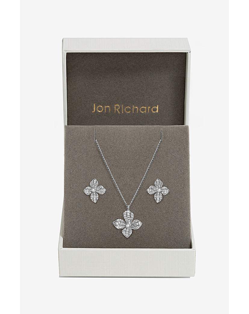 New In - Jon Richard CZ Floral Set