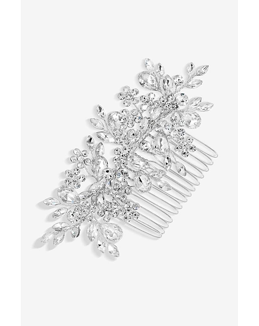 Jon Richard Crystal Floral Hair Comb - Silver