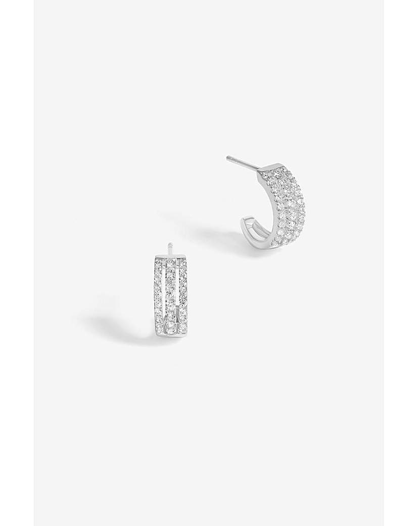 Simply Silver CZ Triple Row Hoops