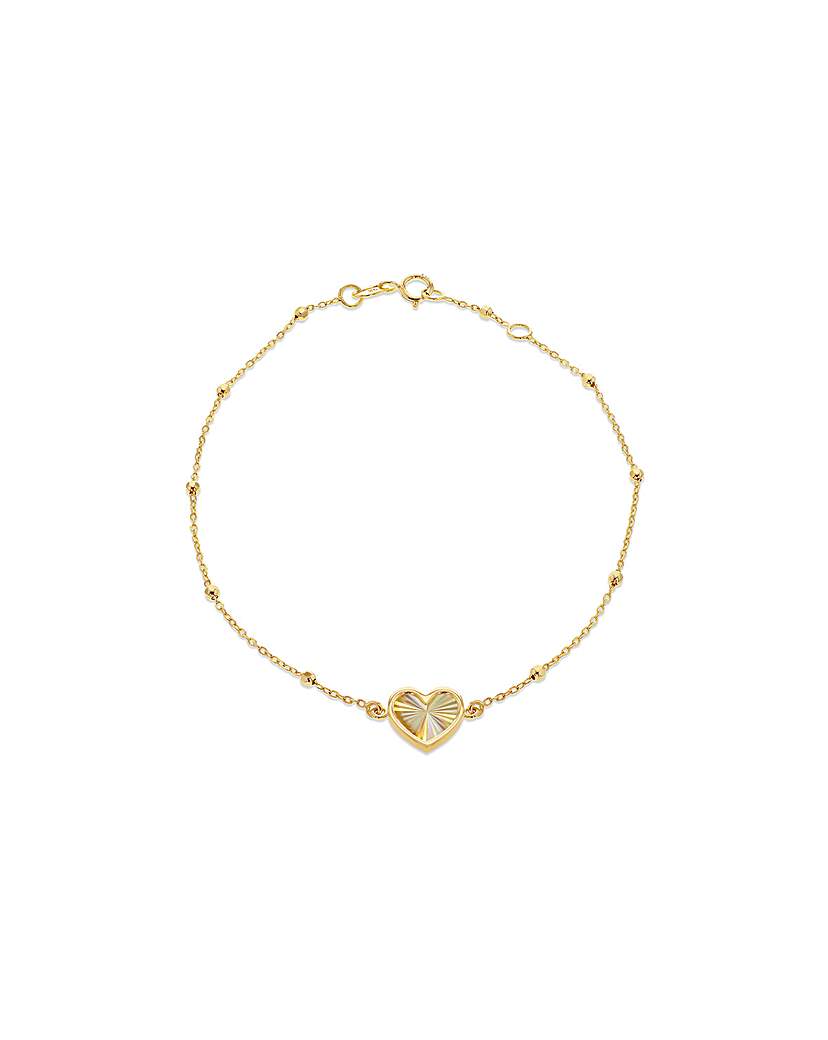 New In - 9ct Yellow Gold Rainbow Heart Bracelet