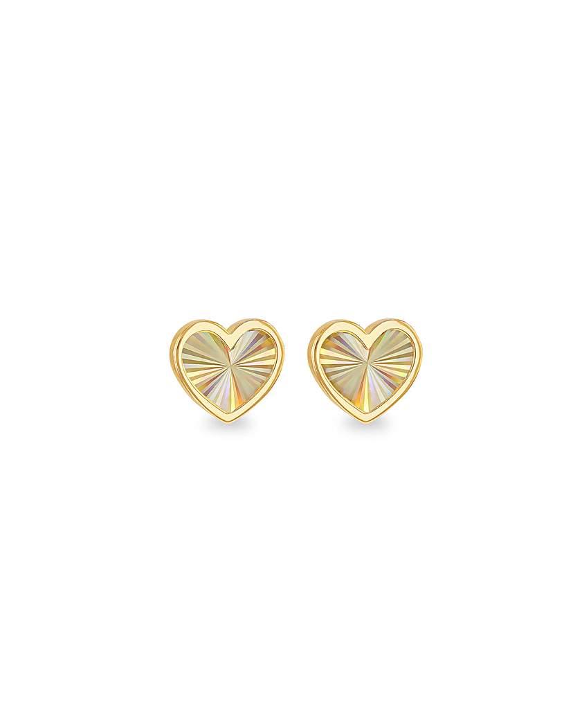 New In - 9ct Yellow Gold Rainbow Heart Earrings