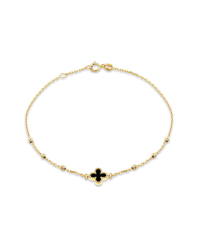 9ct Yellow Gold Onyx Petal Bracelet