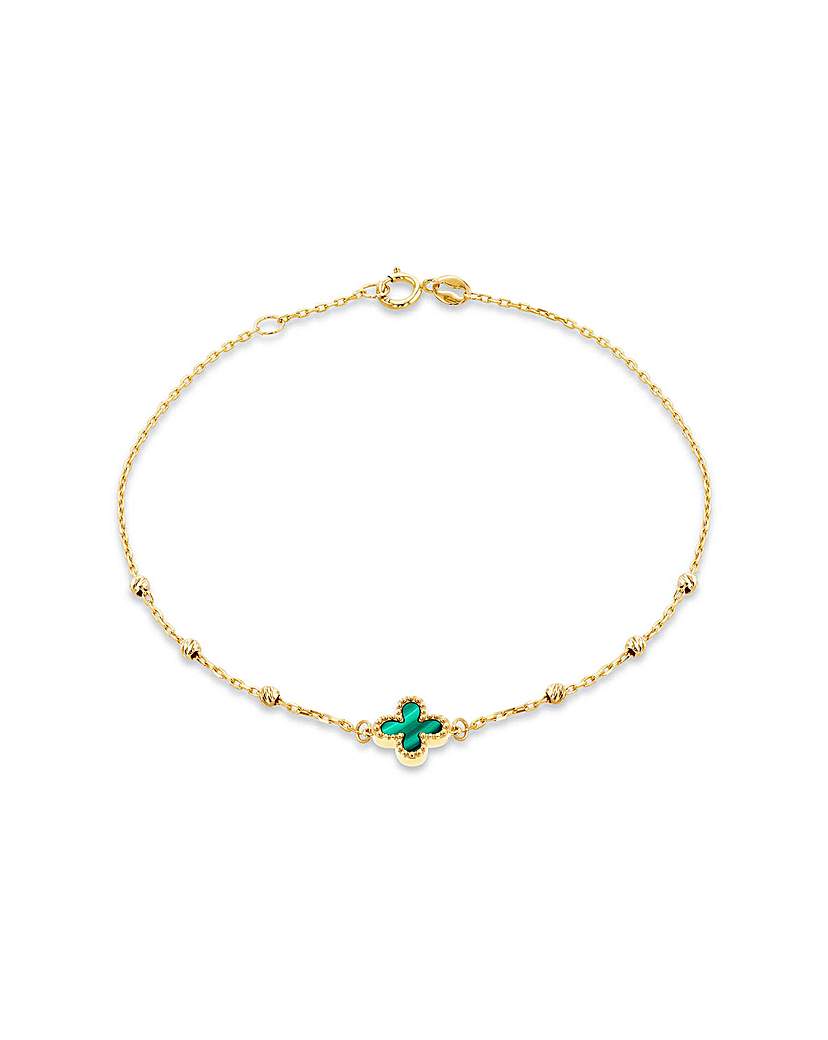 New In - 9ct Yellow Gold Malachite Bracelet