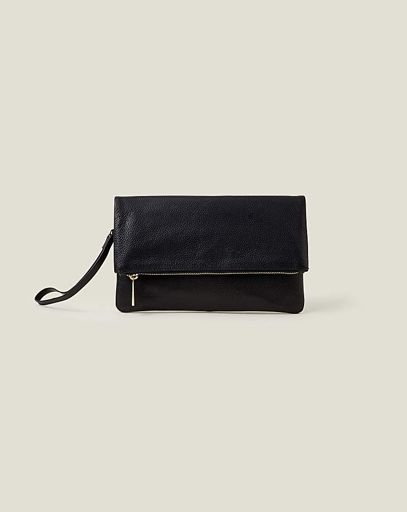 New In - Accessorize Leather Foldover Clutch