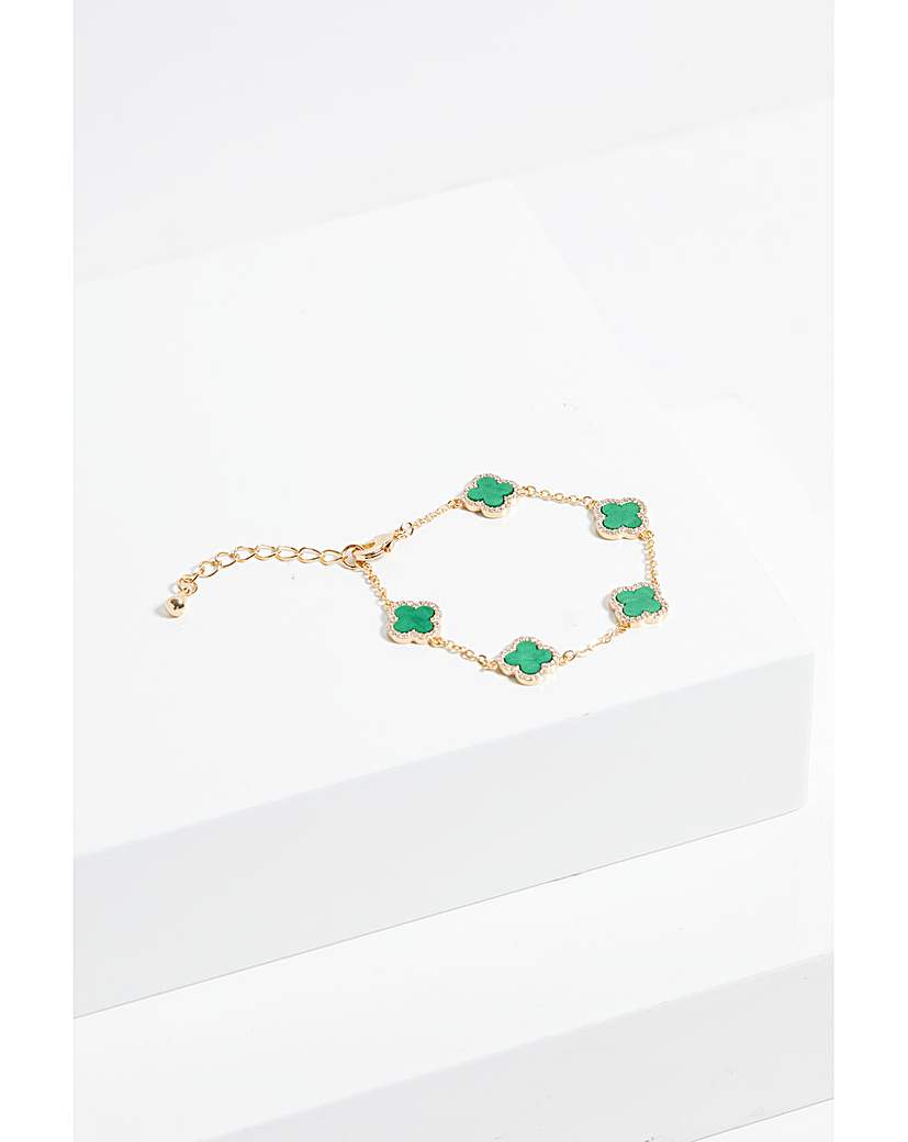 New In - Jon Richard Malachite Clover Bracelet