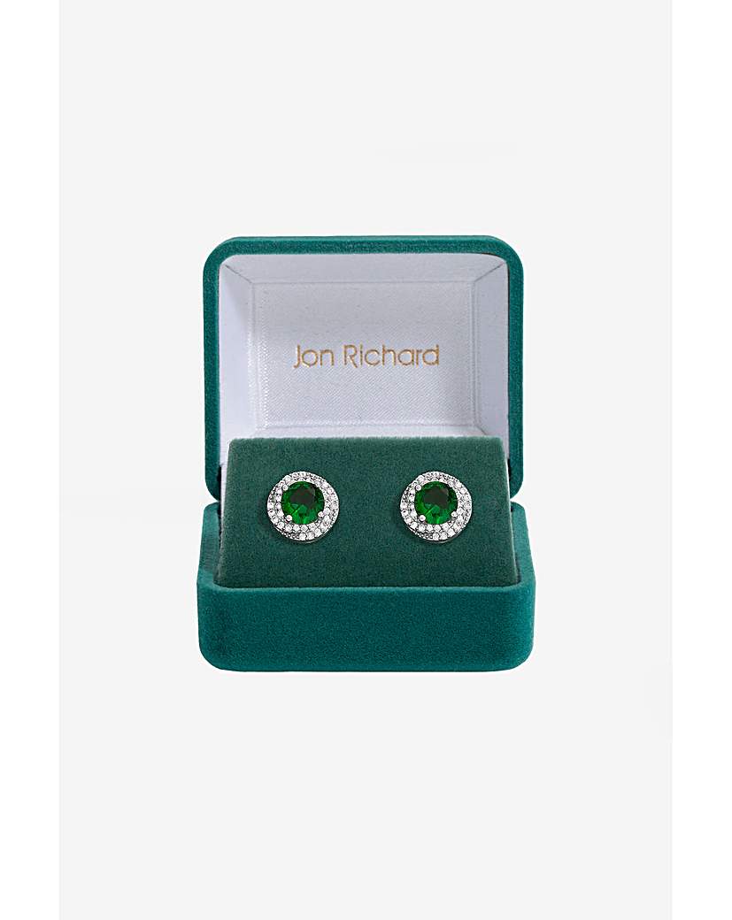 New In - Jon Richard CZ Emerald Halo Studs