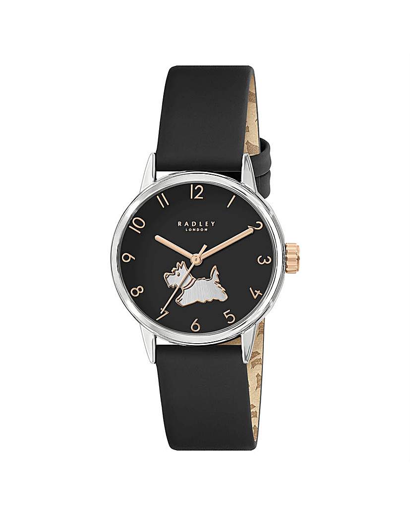 New In - Radley Silver Plated Black Leather Watch