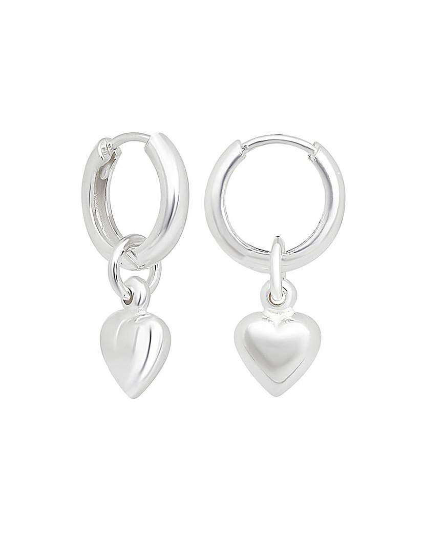 Simply Silver Puff Heart Hoop Earrings