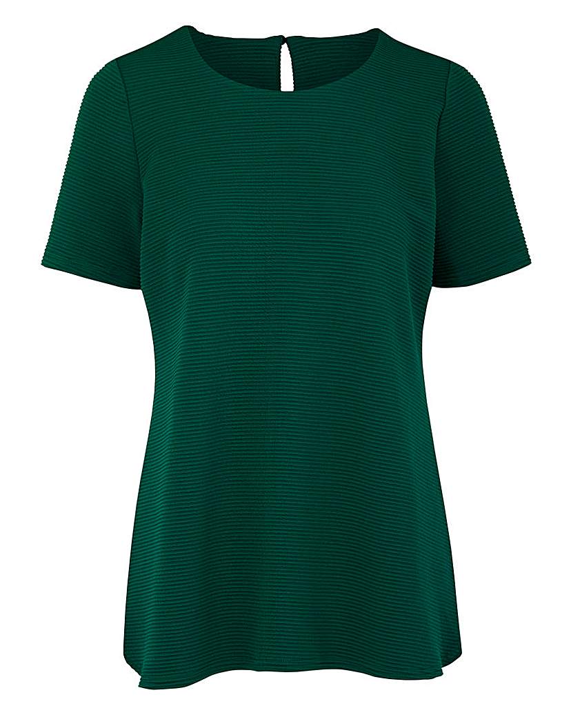 Image of Dark Green Textured Jersey Shell Top