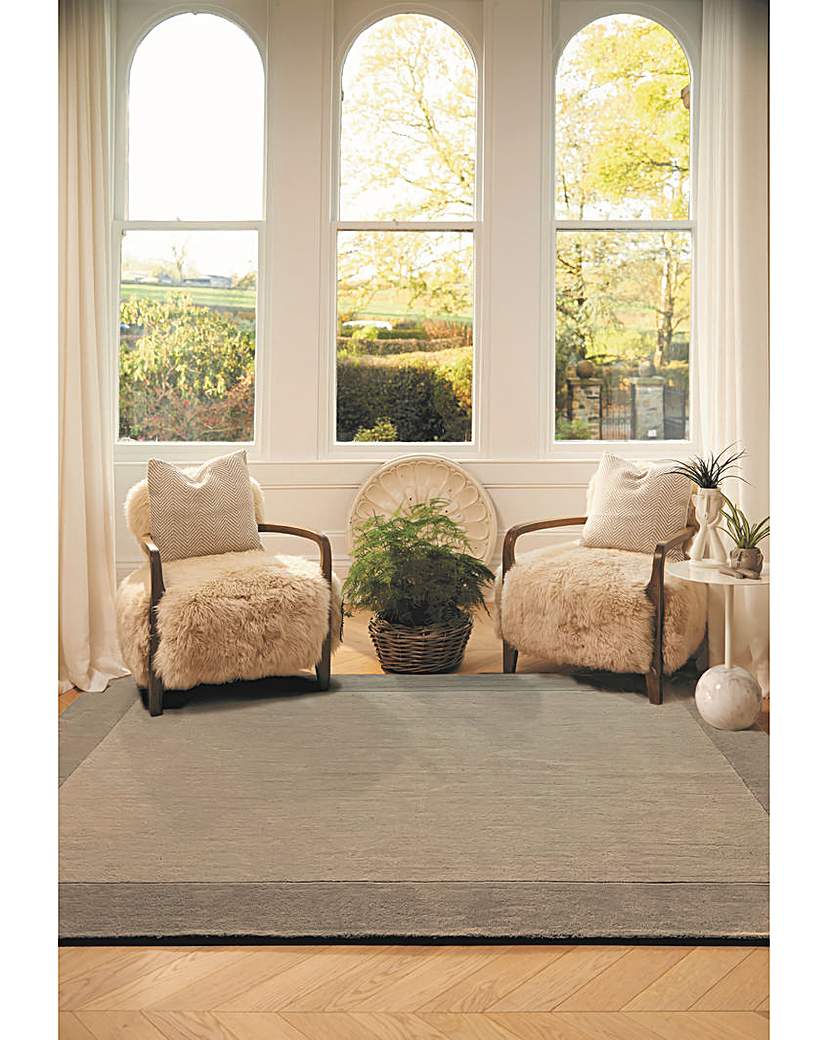 Origins Taupe Borders Wool Rug 120X170