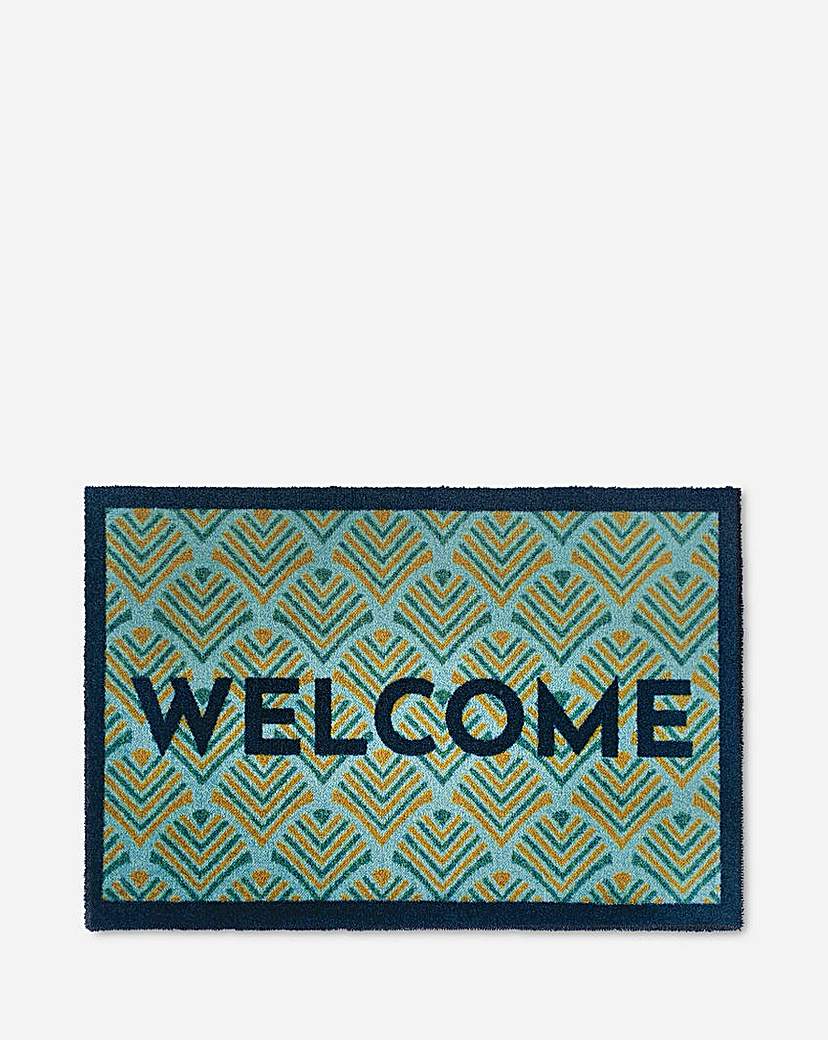 Welcome Doormat - Navy/Green