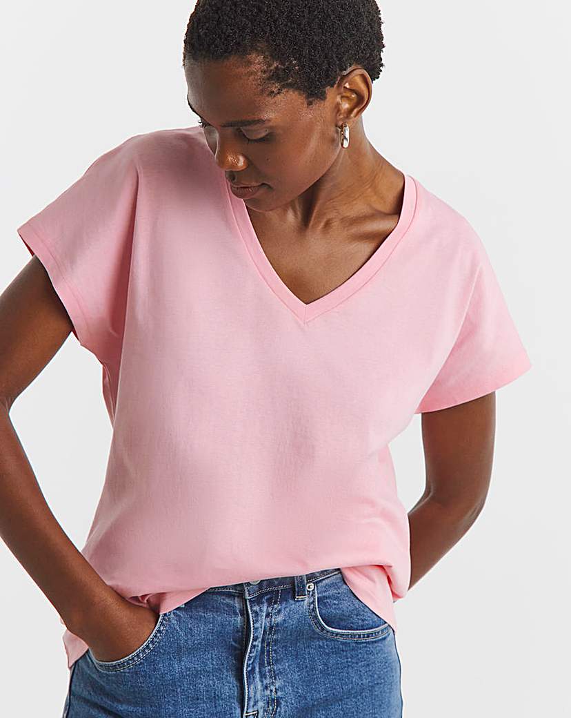 VNeck Short Sleeve TShirt Pink JD Williams …