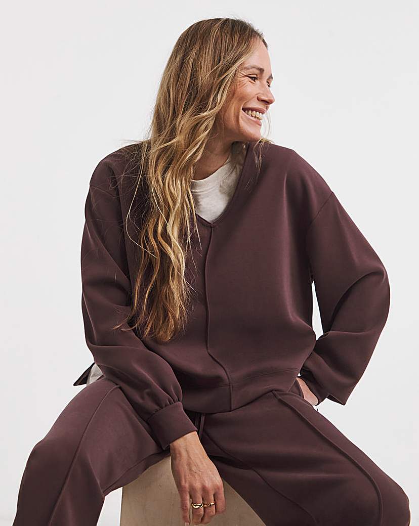 Anthology V Neck Satin Trim Sweat