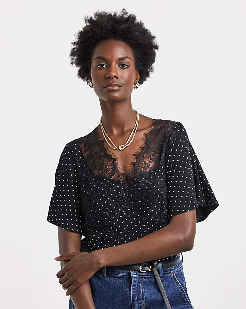 Spot Angel Sleeve Lace Trim