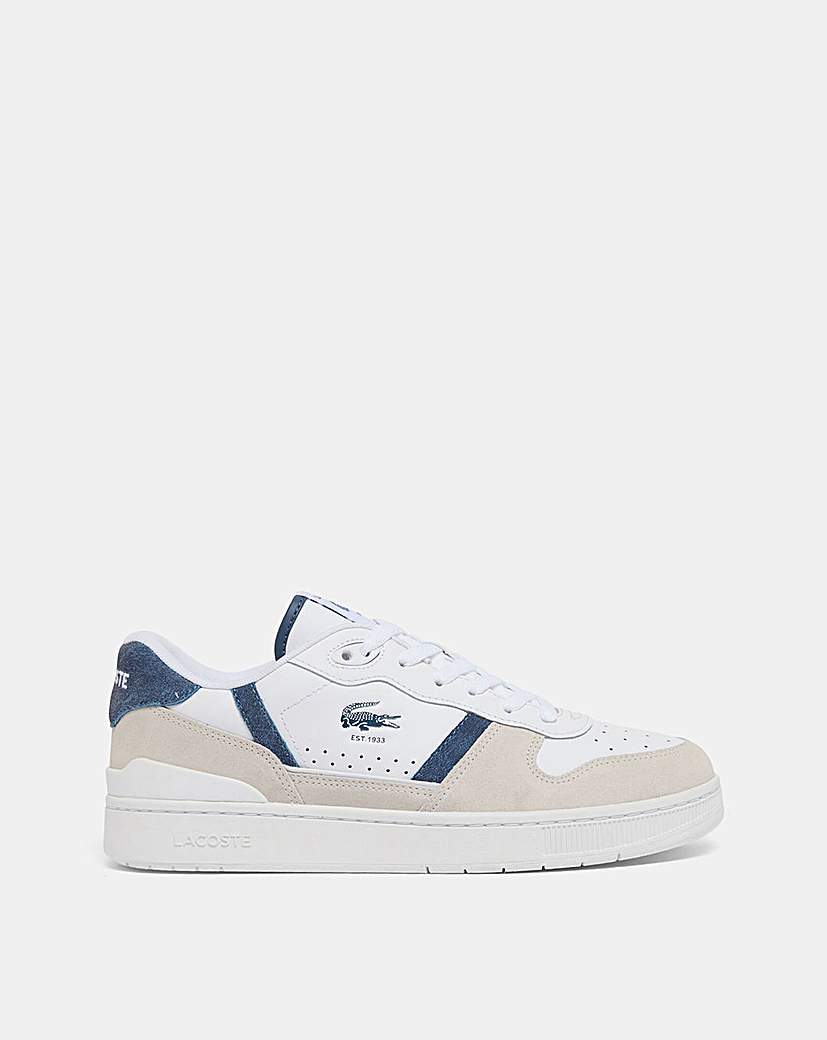 Lacoste Men's T-Clip Trainers Leather Suede White Size 8