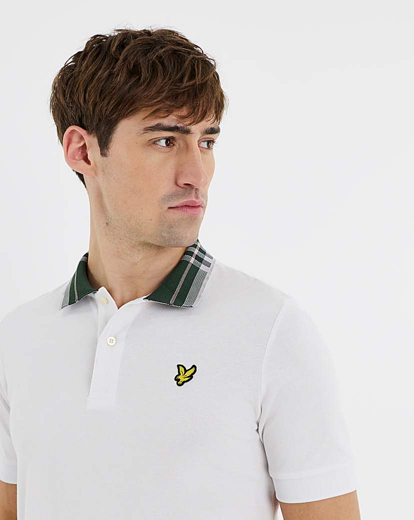 Lyle Scott Tartan Collar Polo Shirt White …