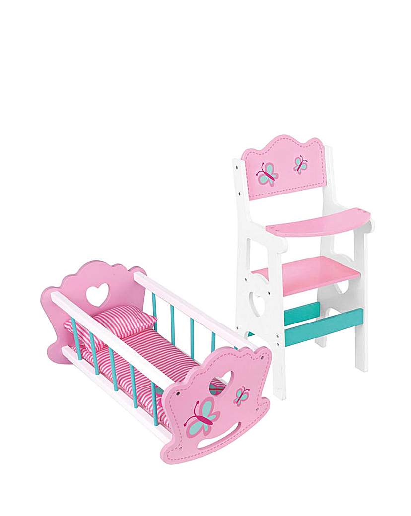 Tooky Toy Wooden High Chair and Cradle