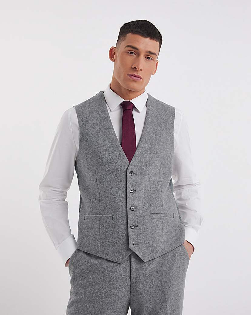 Elliot Brushed Flannel Waistcoat - Light Grey