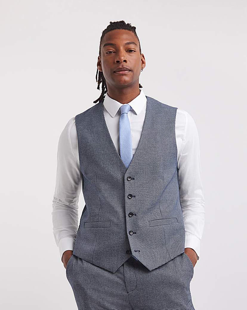 Lewis Blue Puppytooth Waistcoat