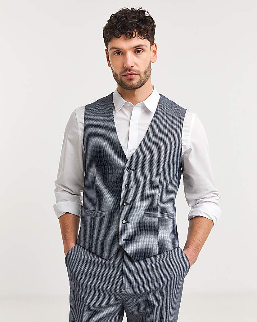 Lewis Blue Puppytooth Waistcoat