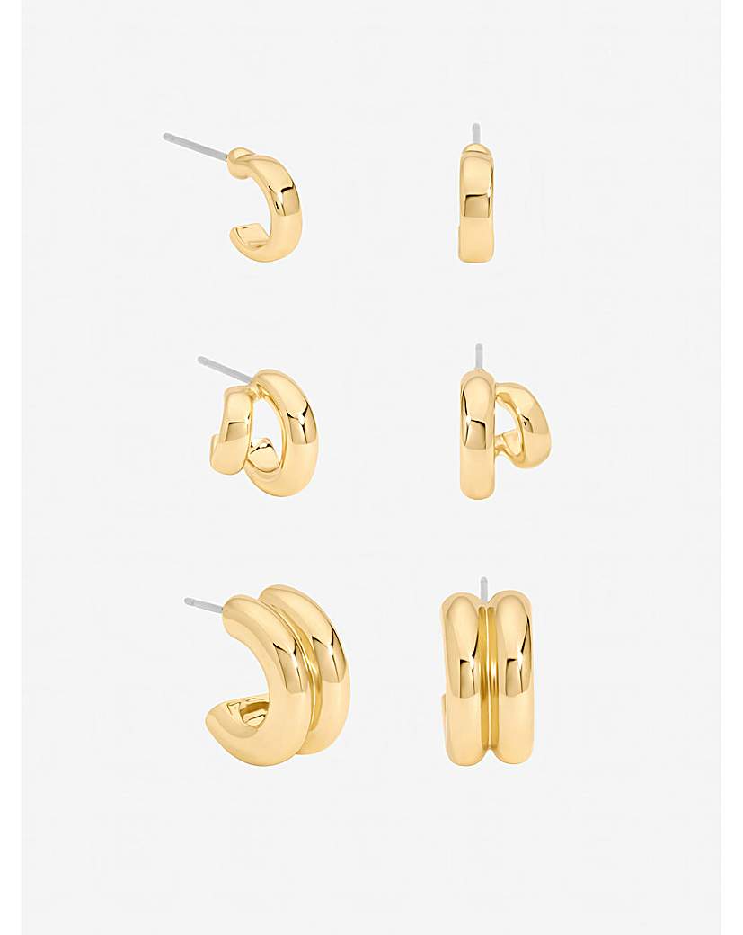 Mood Gold Plated Hoops Pack of 3 …
