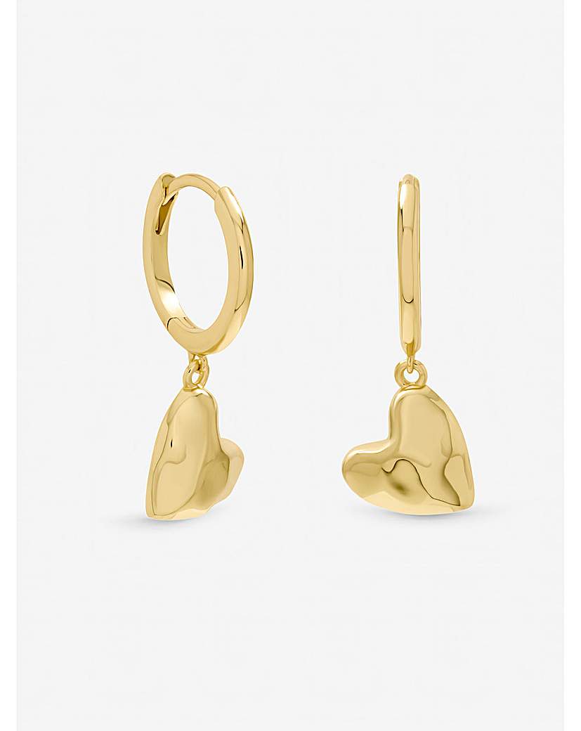 Gold Plated Molton Heart Huggie Earrings Gold …