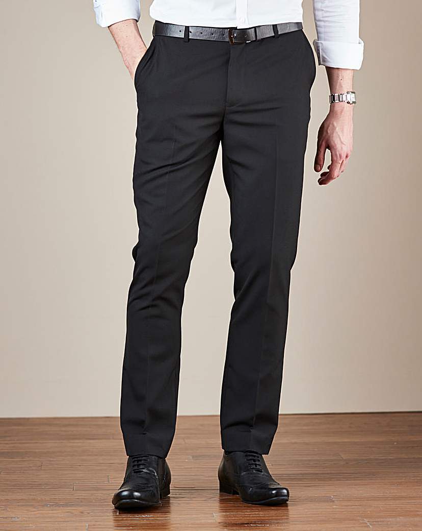Image of Black Plain Front Reg Fit Trousers