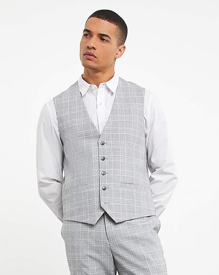 Jasper Light Grey Check Waistcoat