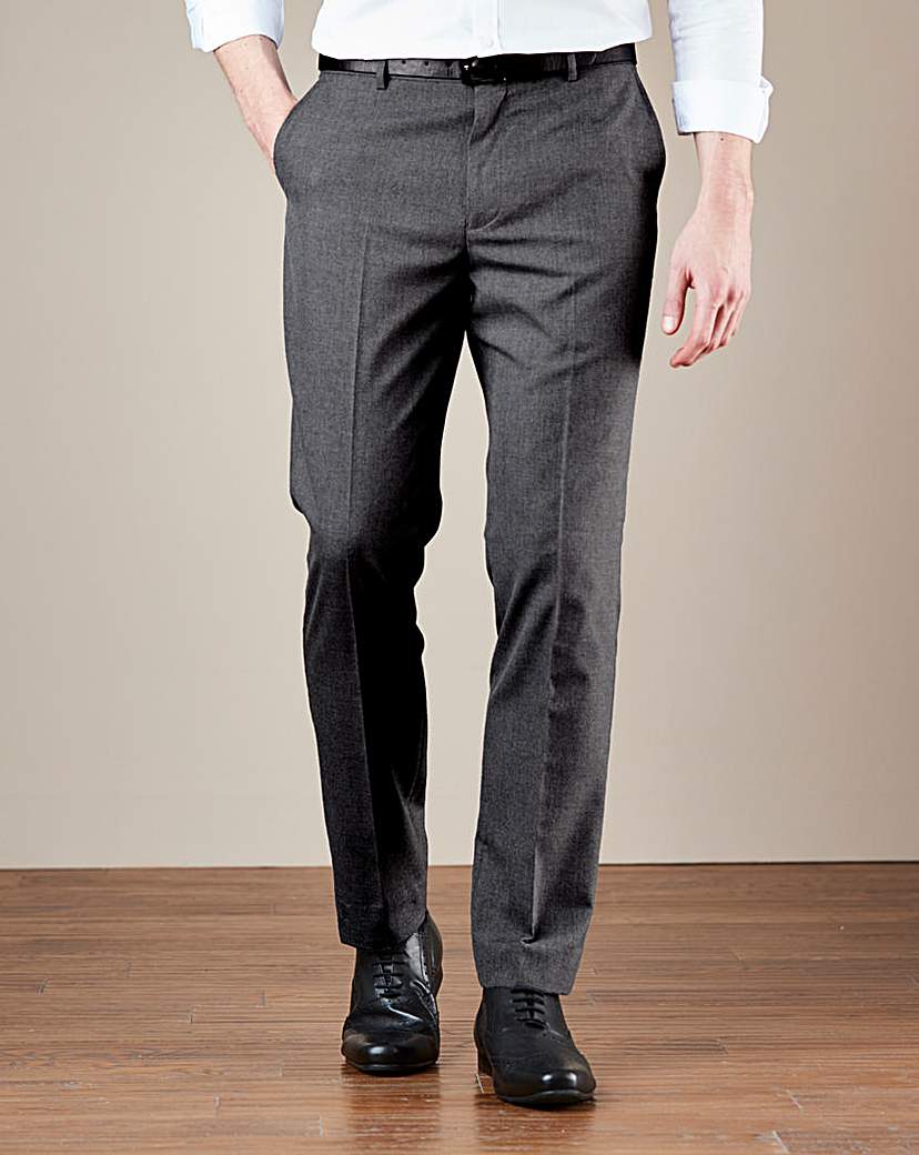 Image of Charcoal Plain Front Stretch Trouser