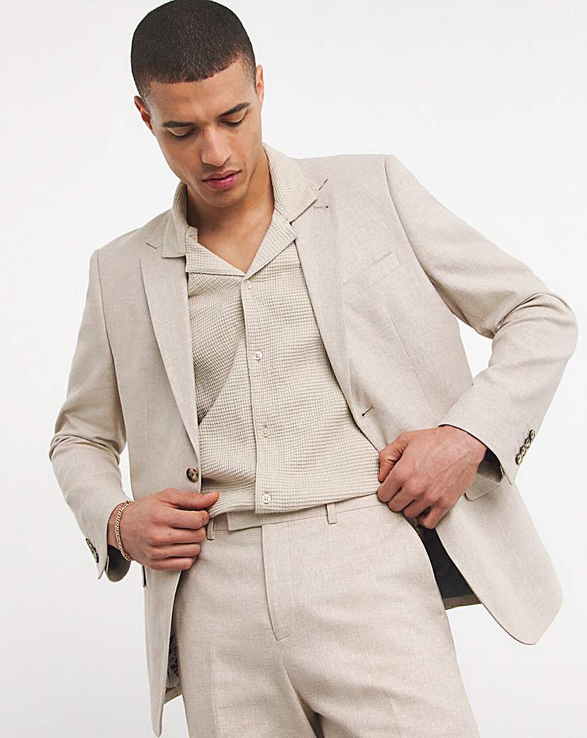 Danny Linen Mix Suit Jacket - Stone