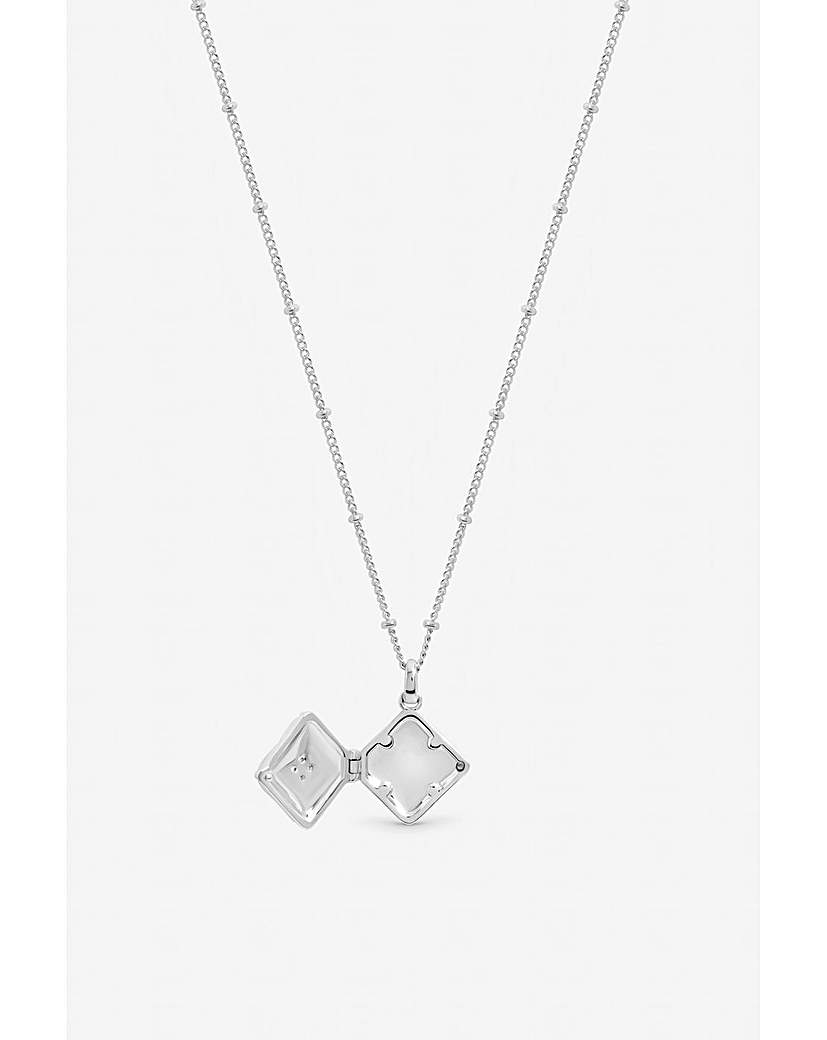Inicio Silver Plated Satin Clover Locket