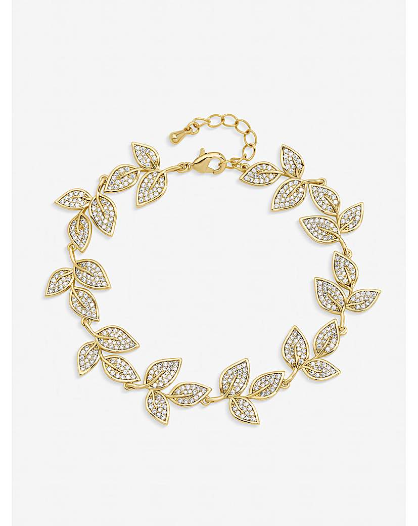 Jon Richard Gold Plated Cubic Zirconia Leaf Bracelet
