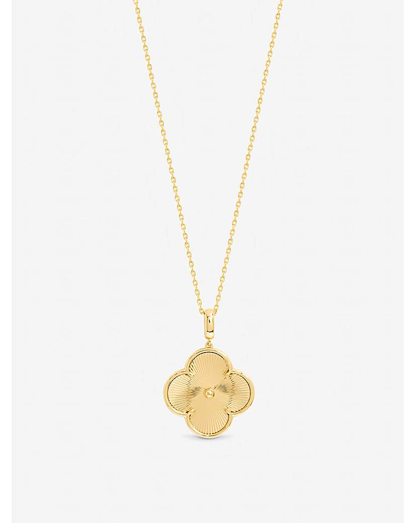 Gold Plated Long Clover Necklace Pendant Gold - Jon Richard