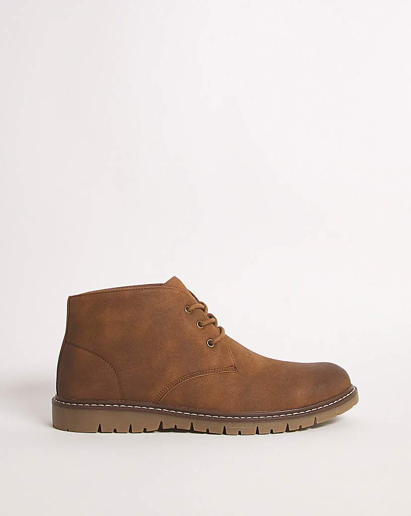 Jacamo Leather Look Chukka Boot Wide