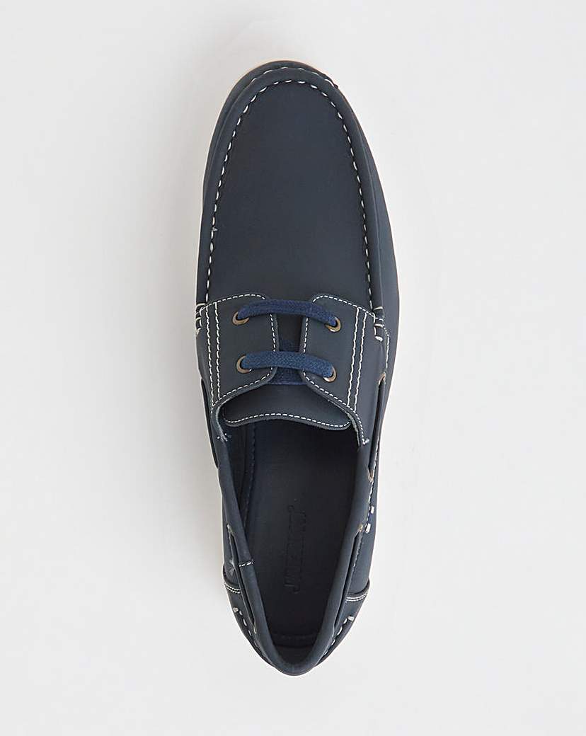Leather Look Boat Shoe Wide Fit