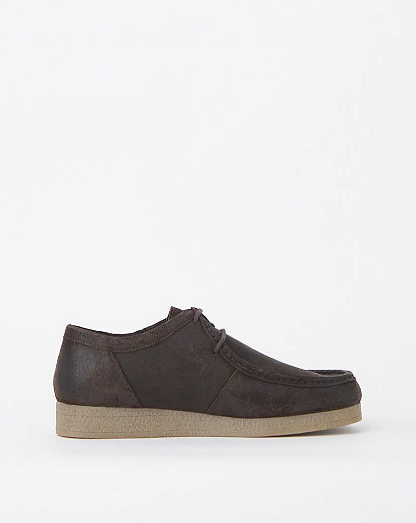 Suede Leather Lace Up Shoe Wide