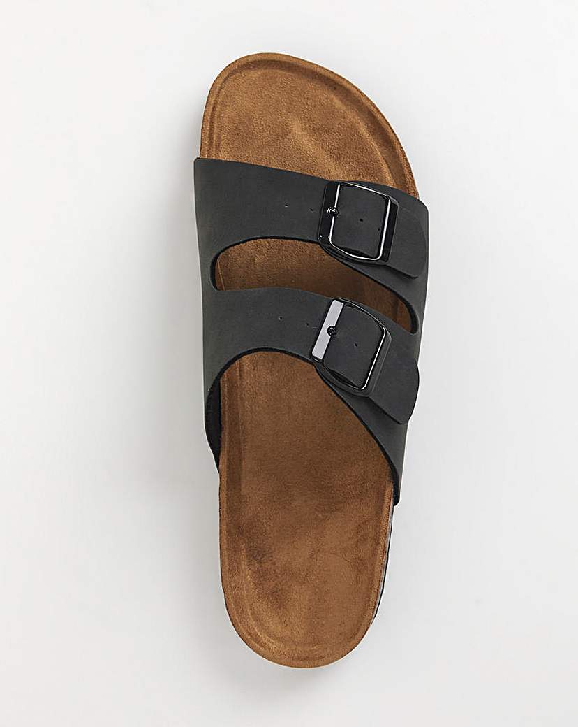 Black Buckle Strap Sandals Wide