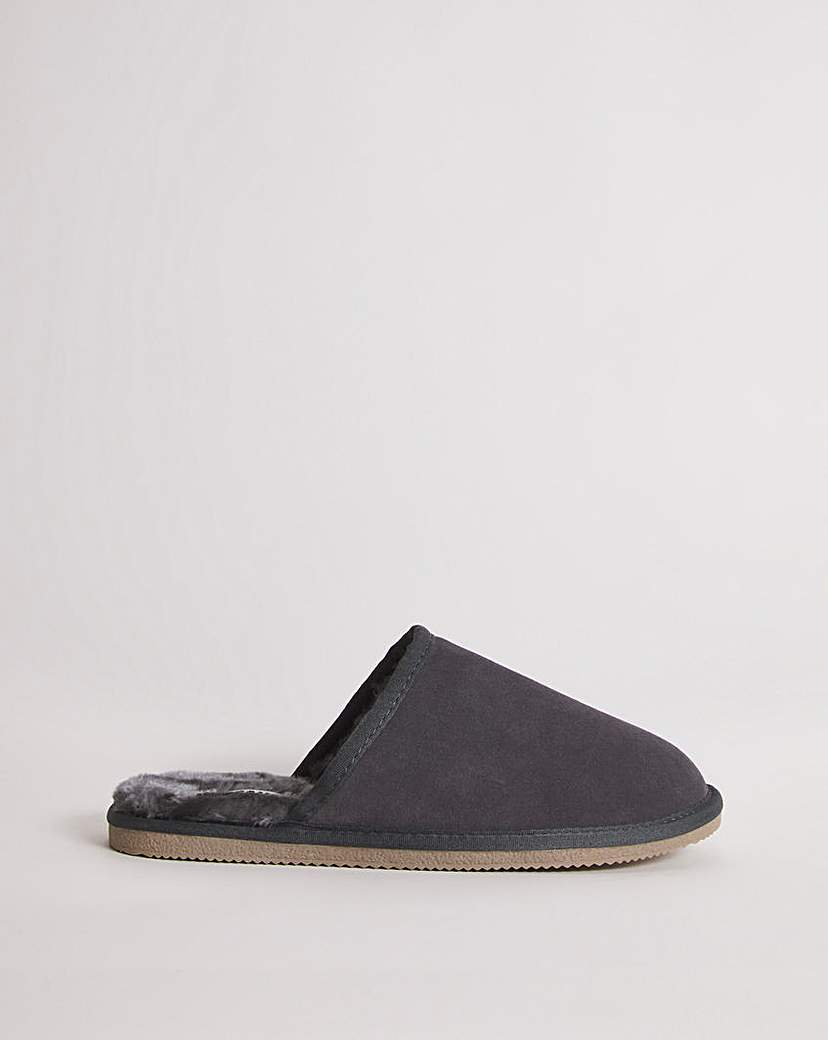 Suede Fur Lined Slippers Wide