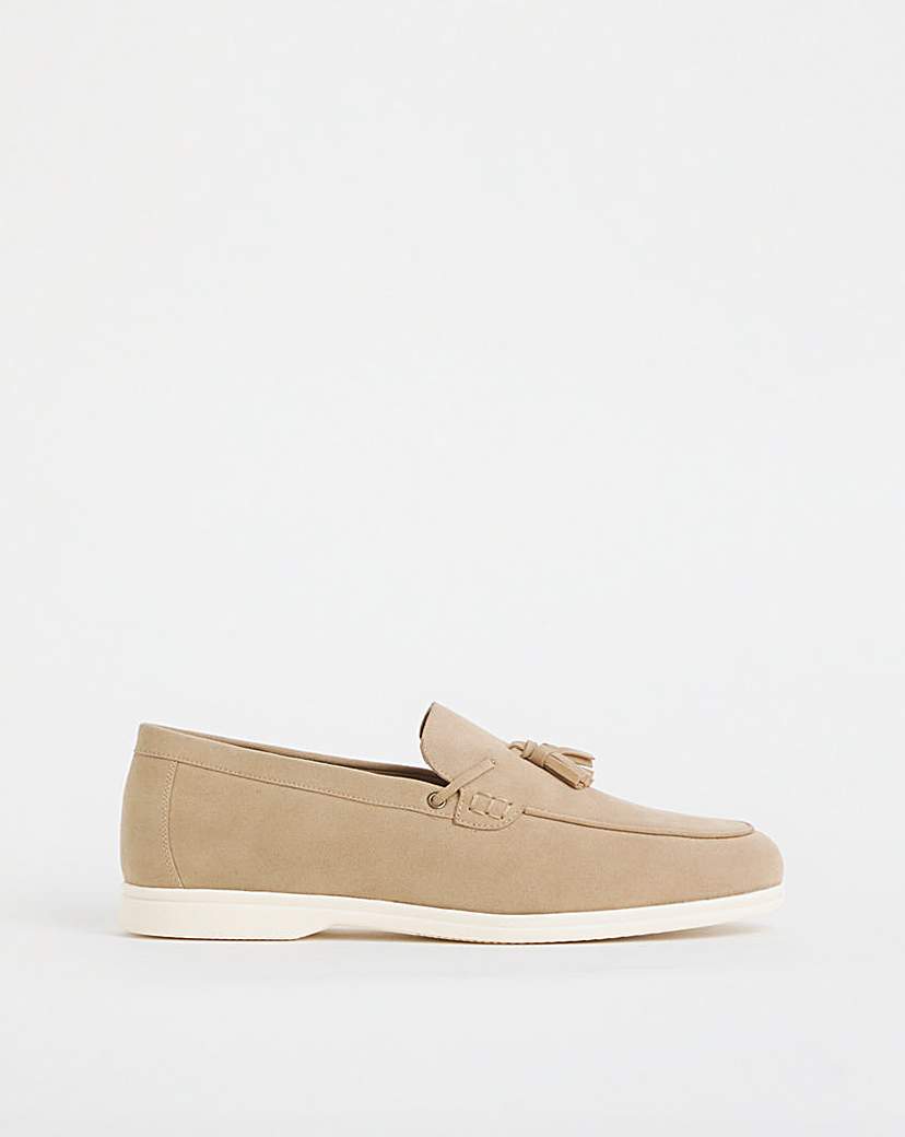 Suede Look Tassle Loafer Wide Fit