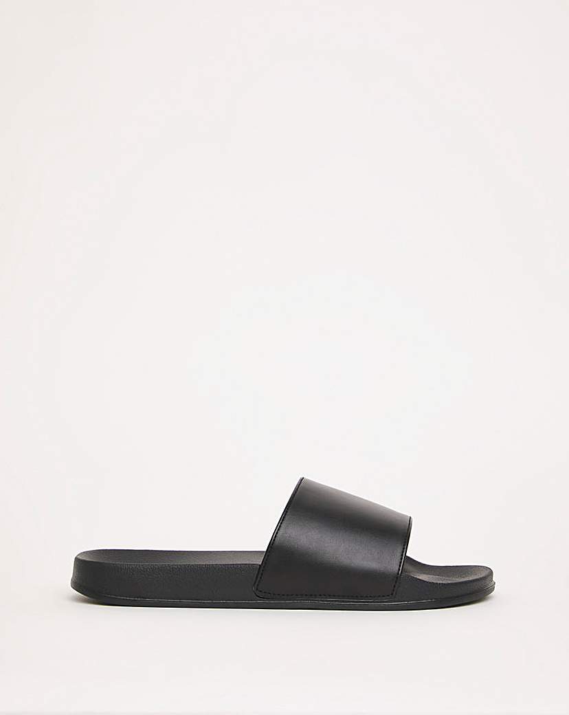 Black Basic Sliders Wide Fit