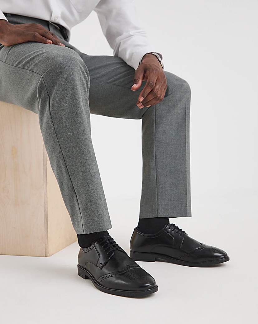 Leather Look Formal Brogue Extra Wide