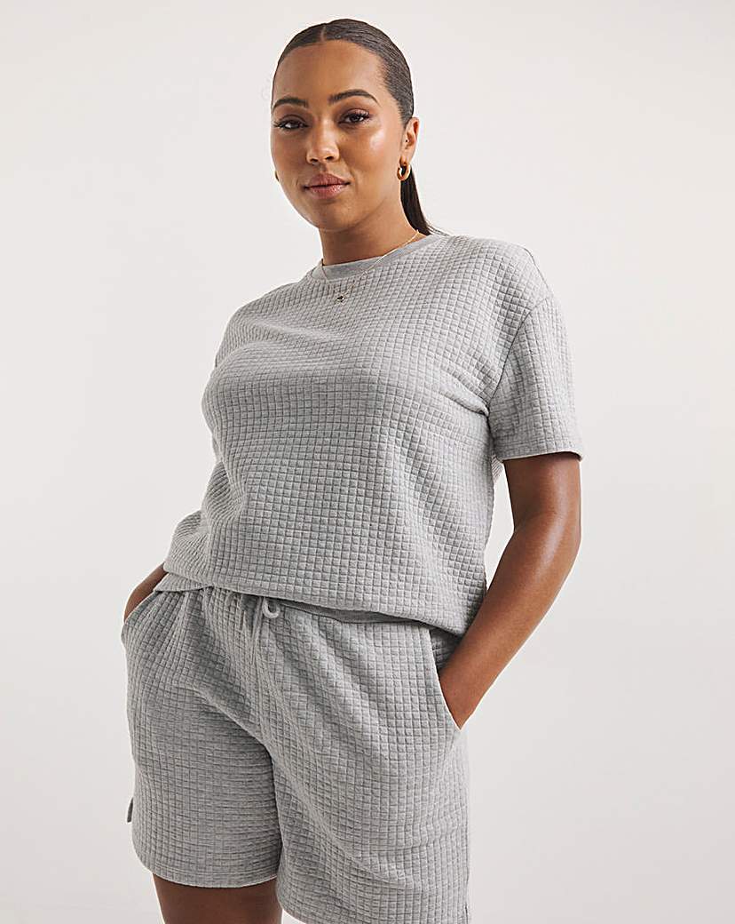 Grey Marl Quilted Short Sleeve Tee