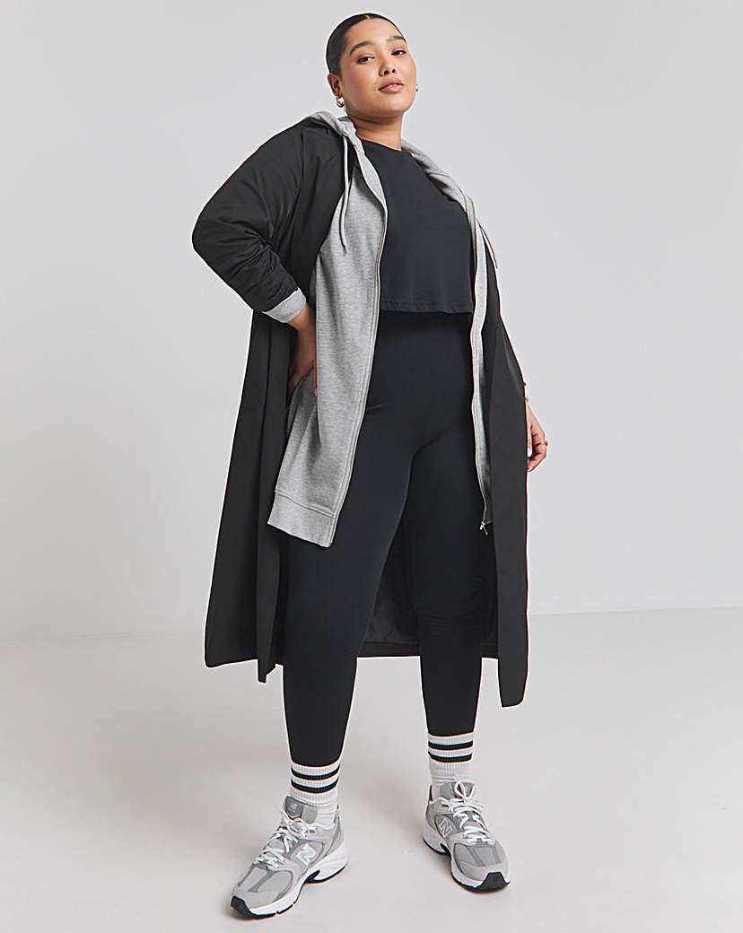Basic Grey Marl Zip Through Tunic Hoodie