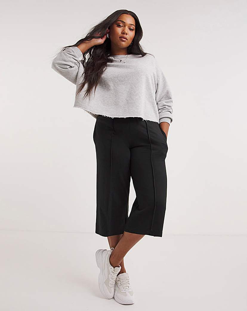 Black Pintuck Jogger Culotte - Black
