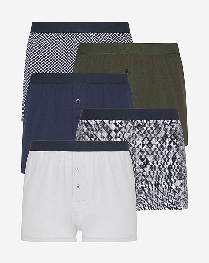 Pack Of 5 Geo Print Loose Boxers