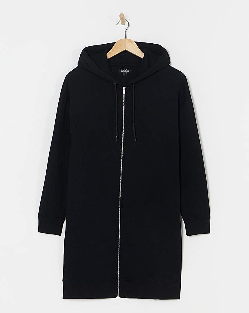 Basic Black Zip Longline Tunic Hoodie