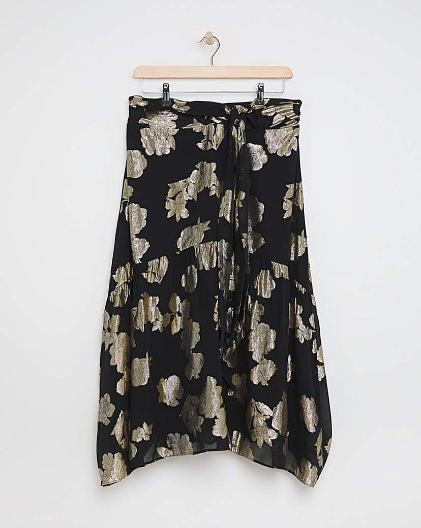 Jo Foil Lurex Midi Skirt